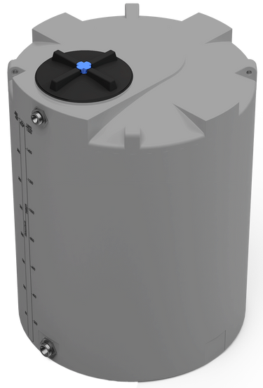 400 GAL PROCHEM® POTABLE WATER TANK W/BULKHEAD FITTINGS - LPE 1.0 FDA - DK GRAY - DIA 47